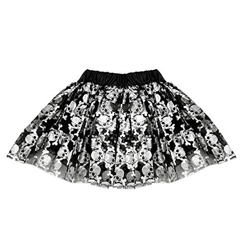 Seasonstrading Skull Crossbones Tulle Tutu Lined Skirt, Girls (8 Years & Up) Black, Silver #TOP10
