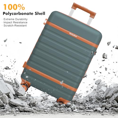Image of Luggage Sets 3 Piece with Spinner Wheels, Lightweight PC Hardside Suitcase with TSA Lock & YKK Zippers, 20 Inch Carry On Luggage with Travel Bag for Men and Women, Army Green