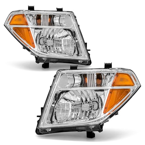 Image of Headlight Assembly Fit for 2005-2008 Nissan Frontier S /SE /LE /NISMO / 2005-2007 Pathfinder Headlamp Chrome Housing Amber Reflector Driver and Passenger Side