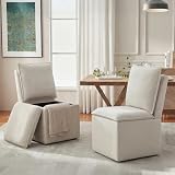 VKNOW Upholstered Dining Chairs Set of 2, Dining Room Chairs with Storage