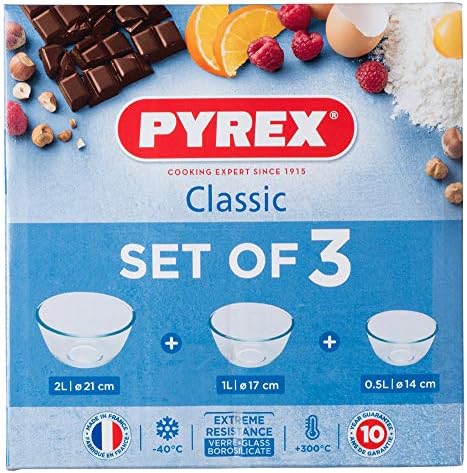 Pyrex Bowl Set, 0.5L/1.0L /2.0L, 3 Piece