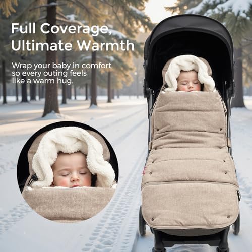 Momcozy Stroller Footmuff Universal | Easily Attaches to Most Strollers | Ultra-Plush,Weather-Proof Stroller Sleeping Bag | Deluxe Warm Stroller Bunting Bag | Extendable Cover Winter | Adjust-Buckle - 2