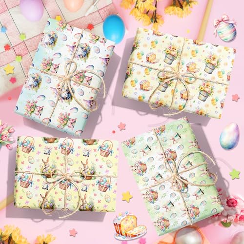 12 Blätt Geschenkpapier Ostern Geschenkpapier Geburtstag,6 Stile Osterhase Ostereier Muster Ostergeschenkpapier Blatt für Urlaub Geburtstag Gift Wrapping Paper,50 x 68 cm