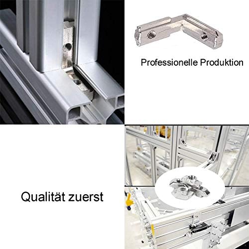 Zaky 15 pcs T Slot Silver Aluminum Extrusion Profile 2020 Series 90 Degree Interior Corner Connector Zinc Alloy L-Shape Brackets with Screws and Wrenches