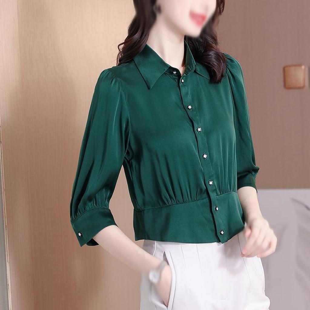Women's Shirt Spring Shirt Collar Solid Color Western-Style Thin Ageing Tops