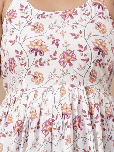 Image of feranoid Women Cotton Printed Sleeveless Strap Peplum Top