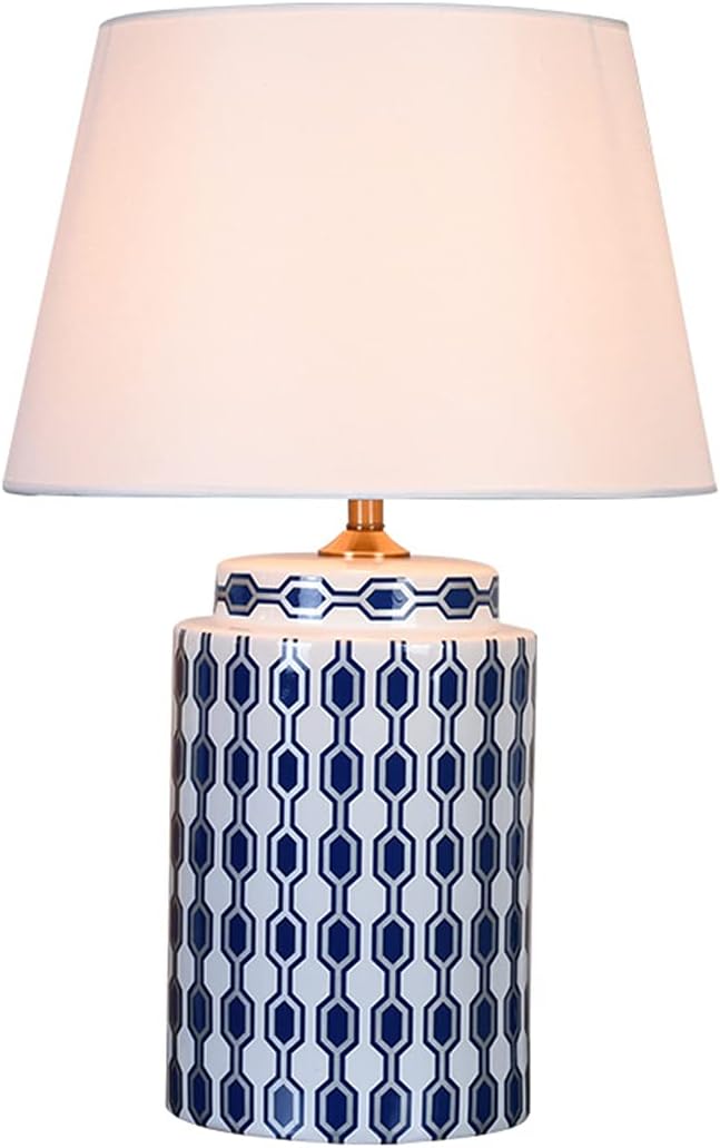 LEDレトロテーブルランプ23"ゴージャスなセラミックテーブルランプ、ベッドサイドデスクランプリビングルームのベッドルームナイトスタ