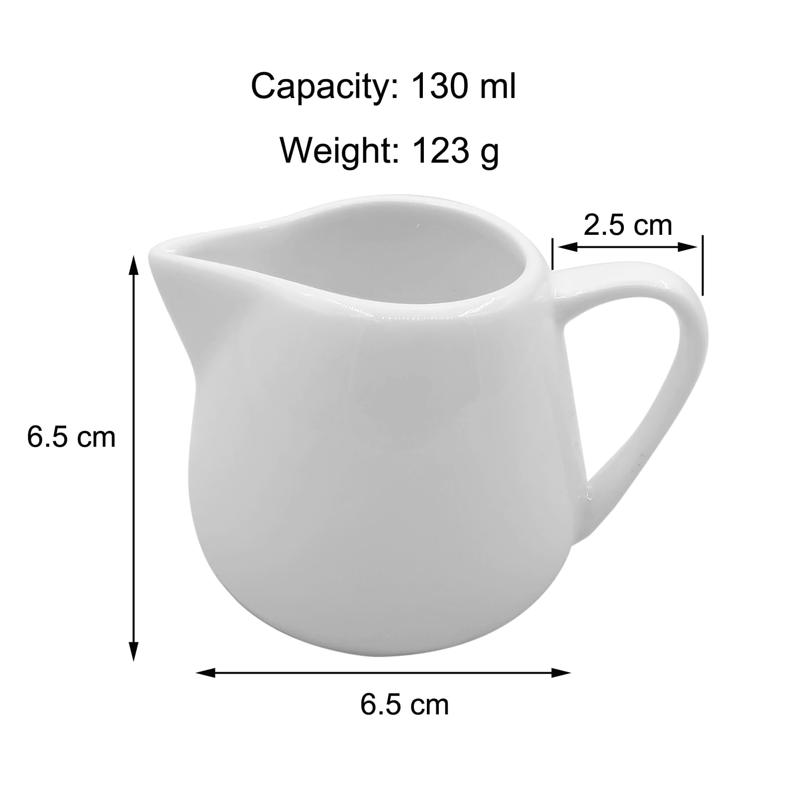 Set of 6 Ceramic Milk Frothing Pitchers 130ml/4.4oz Elegant Porcelain Creamer Drip-Free Spout, Perfect for Coffee Creations with Handle