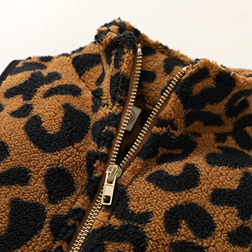 Mamami Kid Little Girls Puffer Lightweight Plaid Quilted Vest Cute Winter Outwear Padded Outfit(3-4T, Leopard) #TOP3