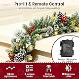Trepcrow Christmas Garland with Lights, 9FT Pre Lit Garland Christmas with Remote Control, Holiday Decorations Wreath for Fireplace, Mantel, Stair, Xmas Tree, Front Door, Outdoor (9ft/2.7m) - Image 4