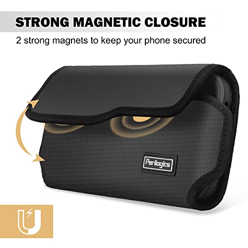 Belt Holster For Phones 13 Pro Max, 12 Pro Max, 11 Pro Max, Xs Max, Magnetic Closure, Metal Belt Clip, New Twill Fabric With Eva Padding. For Rugged Case. #TOP4