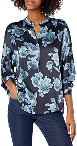 Vince Women's Tapestry Floral Popover Blouse, Coastal, Small