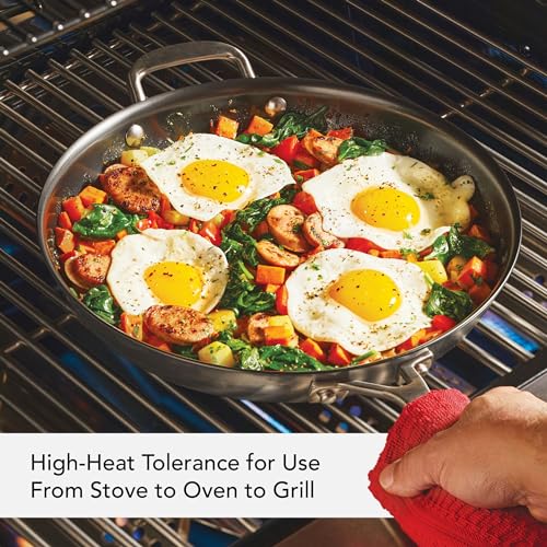Image of KitchenAid NITRO Carbon Steel Frying Pan /Skillet, Stainless Steel Handle, Compatible with All Cooktops, 12 Inch Fry Pan with Side Handle - Black