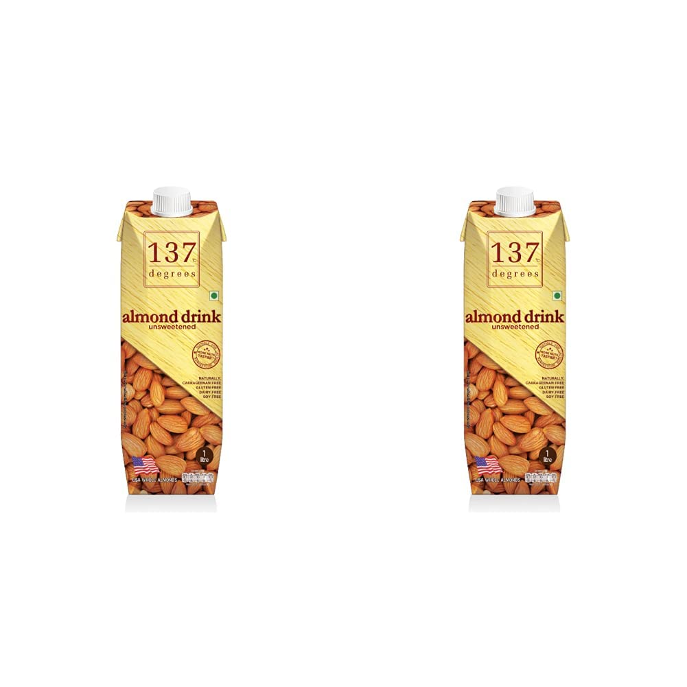 137 Degrees Almond Drink Unsweetened | Lactose Free | Gluten Free | No Preservatives | Zero Cholesterol | Dairy Free| Source of Calcium & Vitamins - Pack of 2 (1L)-image-31