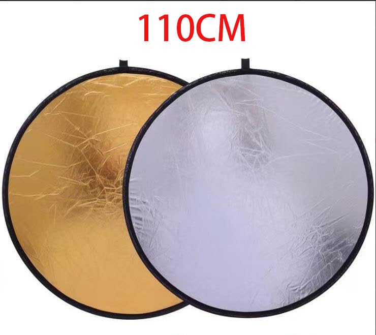 Portable Light Reflector, 60/80/110 cm, Multi-Folding, 2-in-1 Gold/Silver, for Photography Studio (110mm)