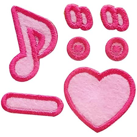 Amazon Co Jp ひらがな ワッペン わっぺん ネームワッペン アイロン お名前ワッペン 名前シール フェルト 刺繍 英語 アルファベット 名前 ネーム ピンク 入園 入学 手芸 濁点 ハート 音符 ピンク ホビー