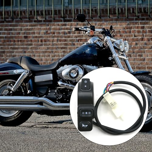 Image of UOIENRT 7 /8 inch 22MM Handlebar Switch, Black Handlebar Switch Horn, Plastic Electronic Turn Signal Switches for Motorcycle Electric Scooter ATV