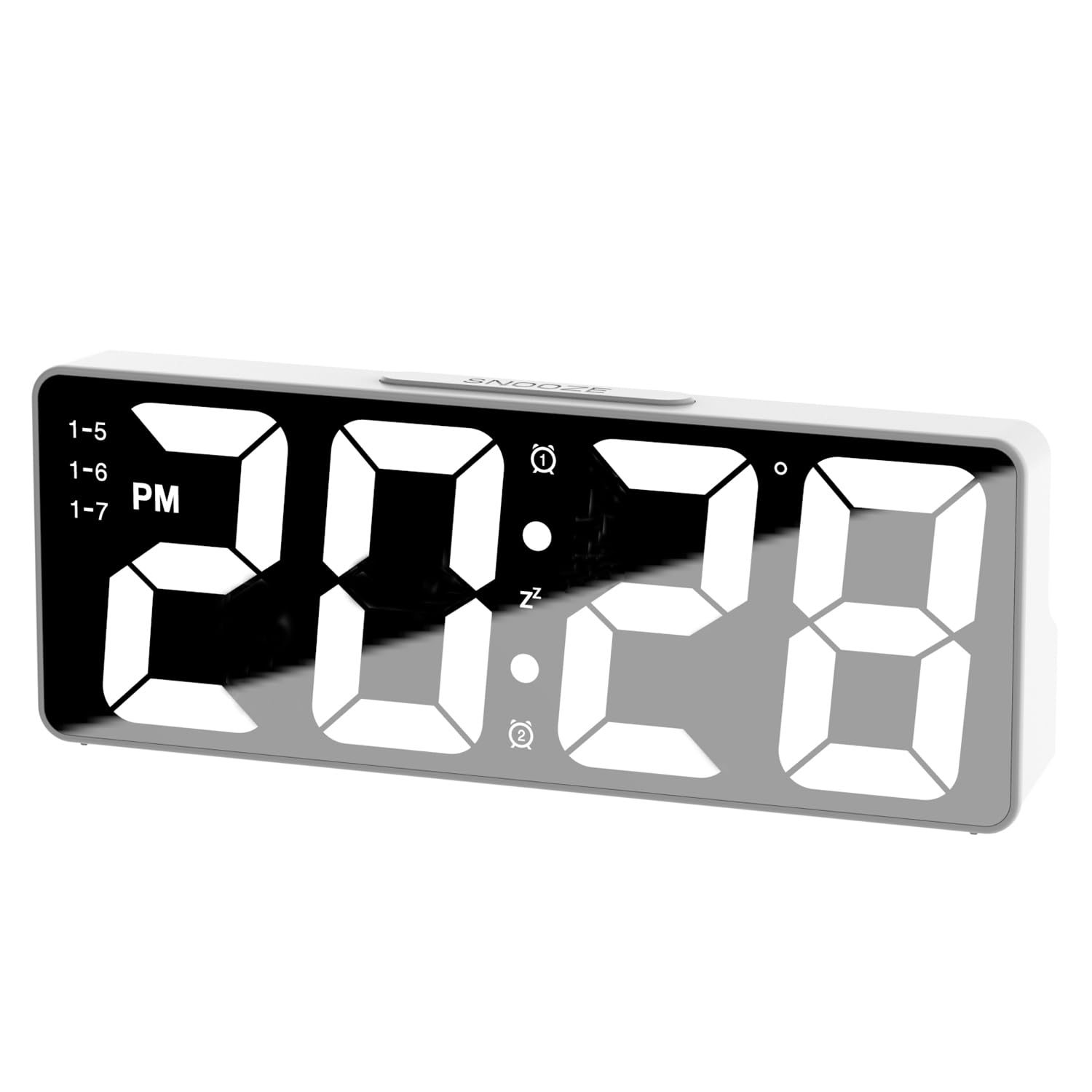 Digital Alarm Clock for Bedroom, Large Display Bedside Clock, USB/Battery Powered Alarm Clock with Snooze, Date, Digital Alarm Clocks Bedside with Adjustable Brightness,12/24H Display for Home (White)