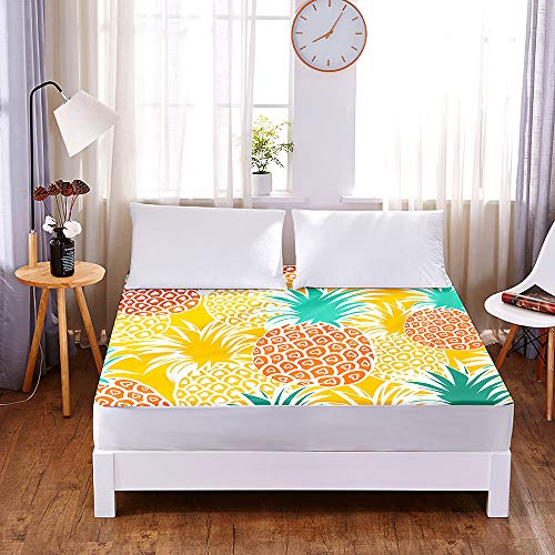 Drap housse microfibre ananas 90x200x30 housse de matelas anti-glisse