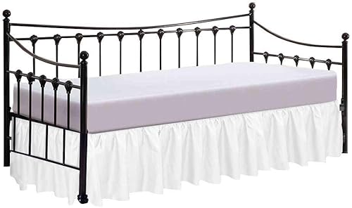 Falda de sofá de algodón puro de 600 hilos, 1 pieza de algodón tamaño individual XL con volantes de polvo con esquinas divididas para camas de día