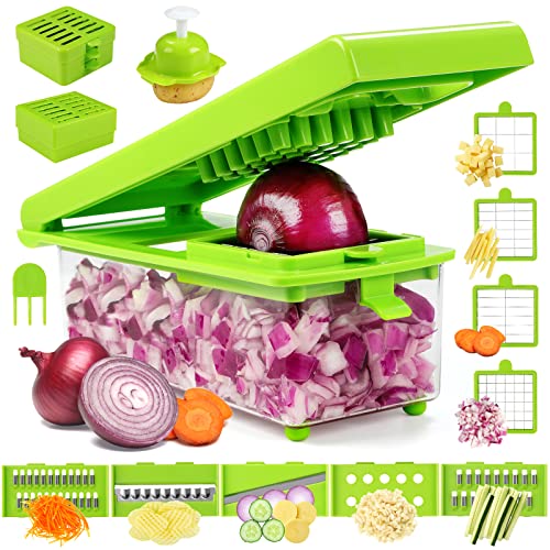 14-In-1 Kitchen Vegetable Chopper,Pro Onion Chopper With Container,Food Slicer Cutter,Potato Carrot Slicer #TOP30