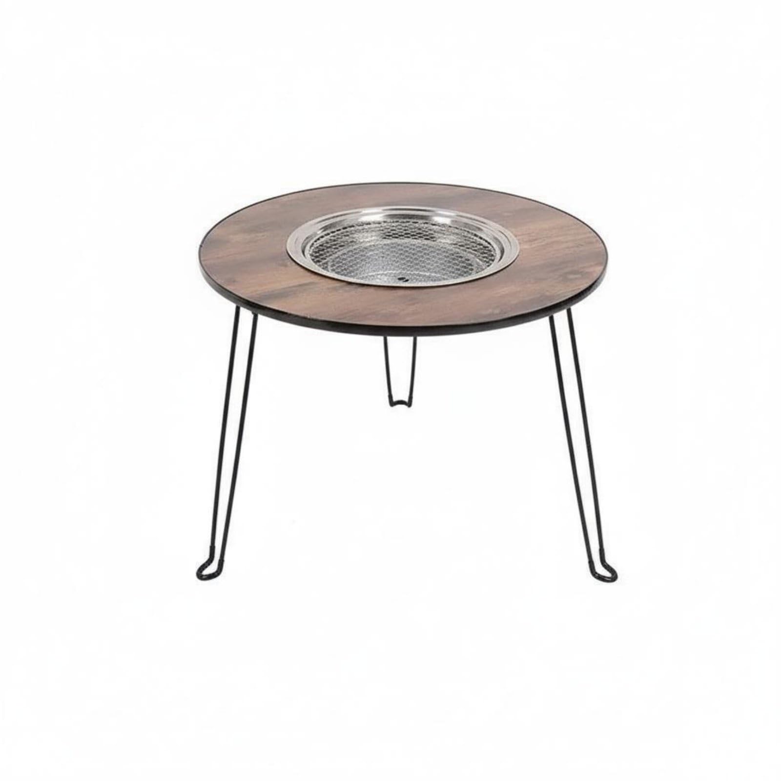 Tavolo da Campeggio Pieghevole con Braciere Integrato Tavolo Barbecue Tavolo da Picnic Tavolo da Esterno in Alluminio E Acciaio con Vasca Centrale per, Legno