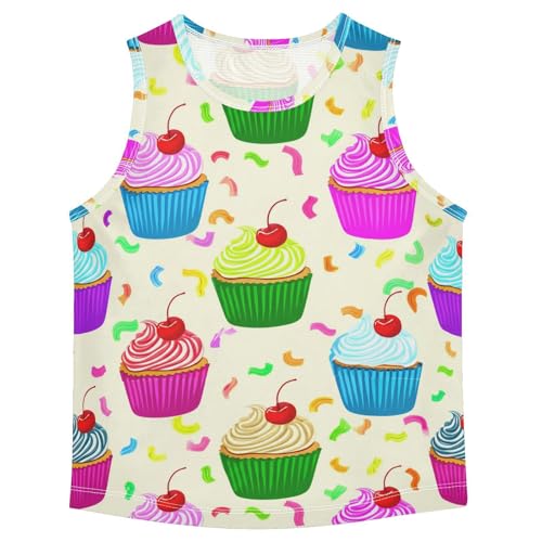 J JOYSAY Cherry Cupcake Confetti Cream Boys Tank Top Sleeveless Muscle Shirts Quick Dry Kids T-Shirts 3-15T