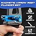 Magnetic Arrow Rest & Plunger Set - Wrap Around Arrow Rest for Target Recurve Bow and Barebow, CNC Machined Aluminum with Adjustable Spring Tension for Archery Training and Competition (Blue)
