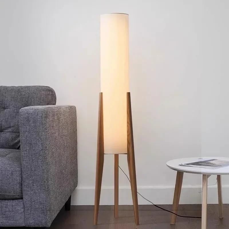 Japanese Solid Walnut Wood Floor Lamp – Modern Standing Light with Touch Switch, Walnut Base, Soft Ambient Lighting, LED Bulb Included, 50" | Klarako (Warm Light, 1, Count)