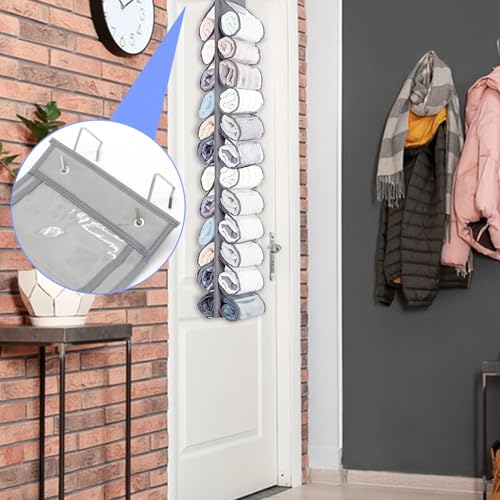 Fahibin Hängender Yoga Aufbewahrungs Organizer, Faltbarer Oxford Stoff Schrank Organizer,Leggings Hängender Organizer mit 24 Taschen