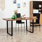 Table à manger HOMCOM de 63 po, table de cuisine industrielle avec plateau à bords ondulés et pieds en acier pour jusqu'à 6 personnes, brun rustique