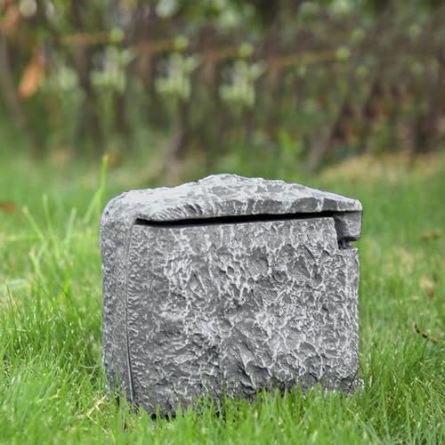NAIZY Gartensteckdose Stein-Optik Aussensteckdose Wasserdicht IP44 Außensteckdose mit 4 Schutzkontakt Steckdose Außen inkl. 3 m Verlängerung Mehrfachsteckdose Garten Outdoor Steckdosen