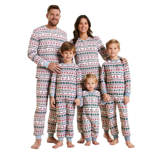 Feionusin Matching Christmas Pyjamas Family Sets Christmas Pajamas for Family and Dog Xmas Pjs Sets Festival Holiday Nightwear Sleepwear 18-Grey | Fair Isle