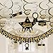 Graduation Hanging Swirl Banner Decorations, Black Gold Silver Star Banner Garland Party Supplies for Class of 2019