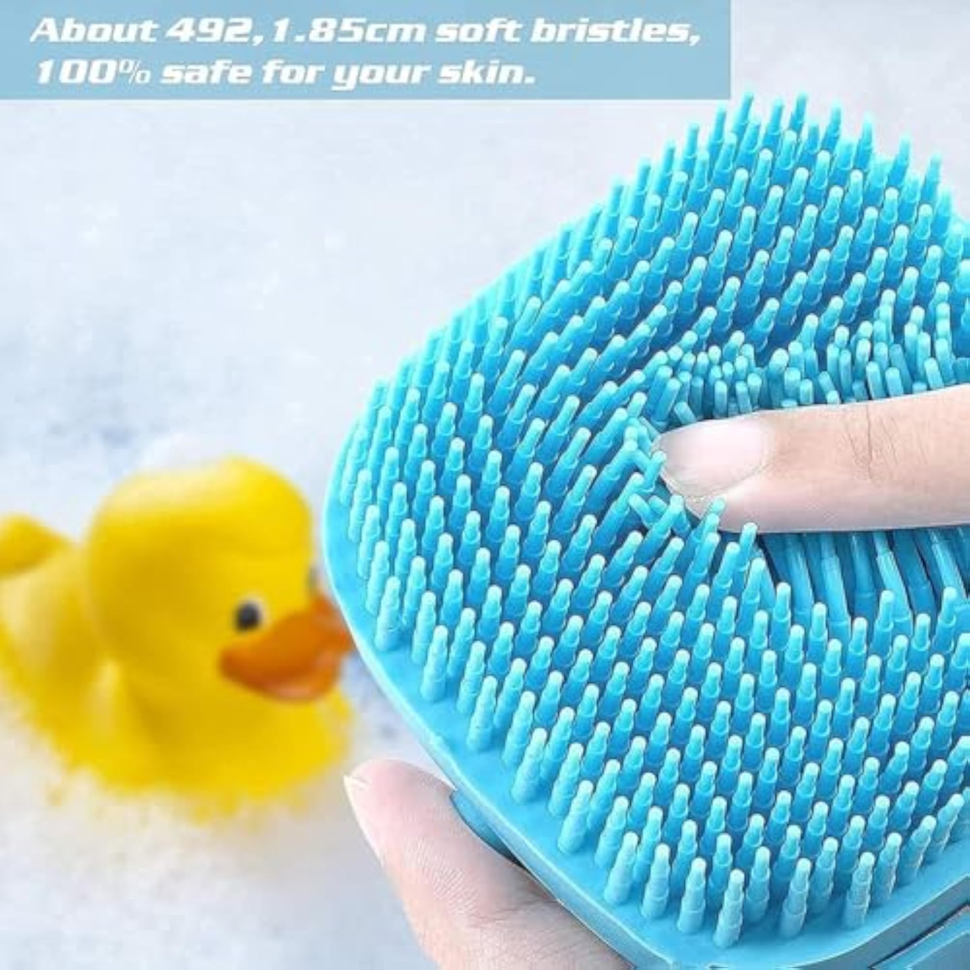 Silicone Body Bath Brush, Blue, Soap Dispenser