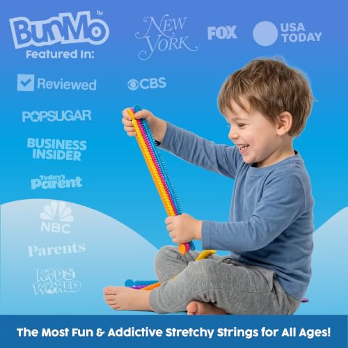 Image of BUNMO Stretchy Strings - Stimulating & Fun Fidget Toys for Kids - Hours of Fun - Non-Mouthable Toy 3+ - Super Sensory 6 Pack