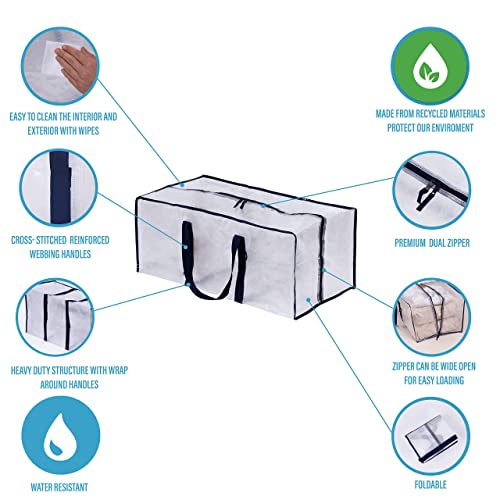 Veno 4 Pack Heavy Duty Extra Large Clear Storage Bag, Moving Bag, Clothes Organizer, For Blanket, Comforter, Bedroom Closet, Dorm Room Essentials, Moving Supplies, Storage Tote, Reusable And Sustainable (Clear - Set Of 4) #TOP4