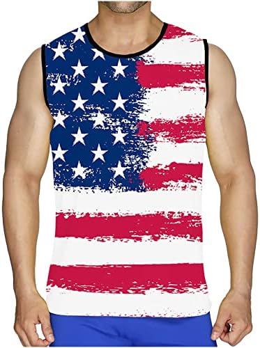PBTTO Men's Patriotic American Flag Tank Tops 4th July Retro Patriotic USA Stripes and Star Shirts Sleeveless Vest
