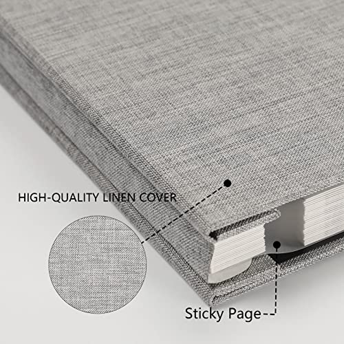Photo Album Self Adhesive Pages For 4X6 5X7 8X10 Pictures Scrapbook Magnetic Photo Albums With Sticky Pages Books With A Metallic Pen For Baby Wedding Family 11X10.6 Grey 40 Pages #TOP2