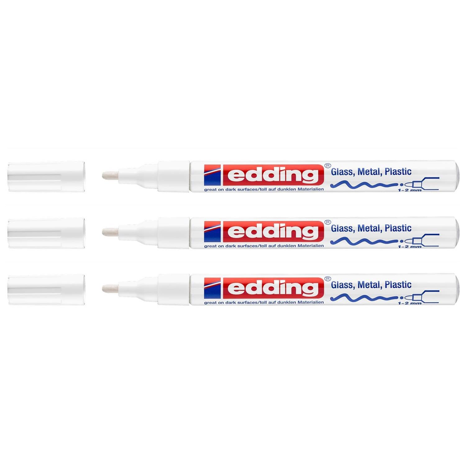 edding 751 - Rotulador permanente, acabado brillante, blanco, medium