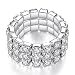 Pashal Three Row Multi Stone Adjustable Stretch Scallop Setting Stretch Elastic Cocktail Ring by