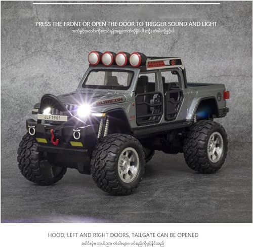 Image of Metal Pull Back Diecast Car 1:32 Rubicon 4X4 Pull Back Car Model with Sound Light Boys Gifts Toys for Kids【Pack of 1】