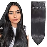 DOCUTE Natural Black Thick Hair Extensions Clip In For Women 4 Pieces, 22 Inch Full Head Long Straight Clip In On Hair Extensions Classic Hair Pieces