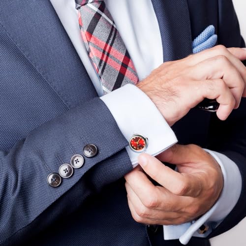 Gemelos reloj de bolsillo con escala de números romanos y botones de camisa plata 2