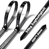 Fascette stringicavo riutilizzabili, nere, 300-600 mm x 7,6 mm allargate (20 pezzi), in nylon, resistenti ai raggi UV, regolabili, per casa, giardino, installazione elettrica, gestione dei cavi