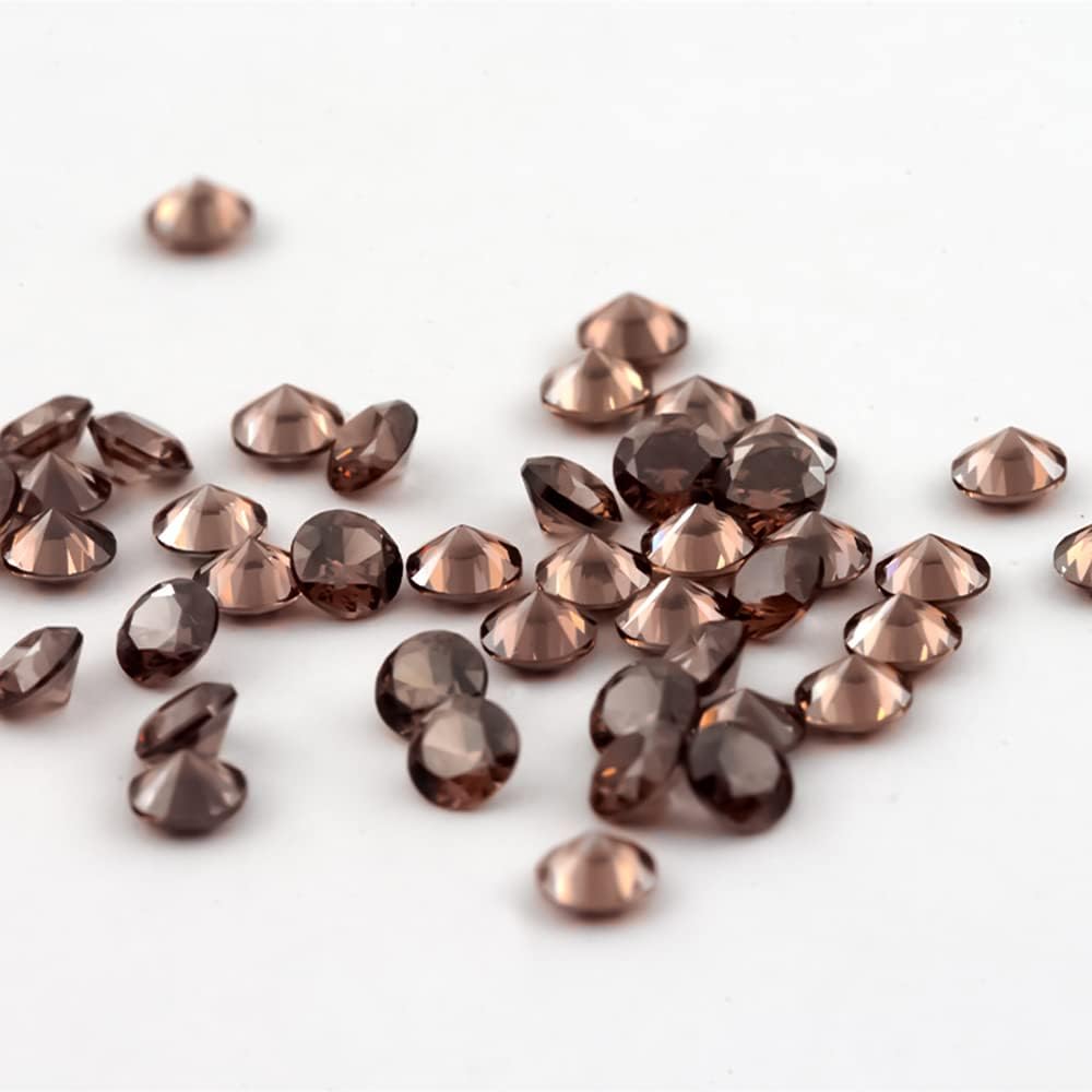 JINGANGZUO 300pcs 2.75mm Round Coffee Color Cubic Zirconia Stone AAAAA Loose CZ Stones for Necklace Pendants Earring Bracelet Rings Jewelry DIY Craft Making