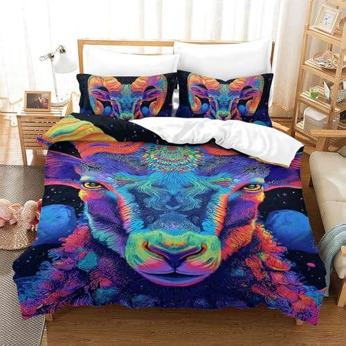 Housse de couette 3D motif chèvre en microfibre de qualité supérieure