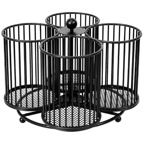 360 Rotating Pen Holder for Desk, Large Pencil Holder, Desk Pen and Pencil Organizer Storage, Marker Organizer with 4 Slots, Desk Caddy Organizer, Desk Accessories for School, Office, Home (Black) Cover
