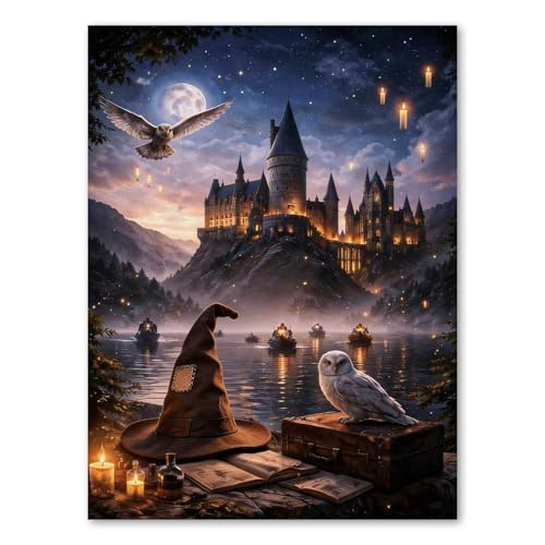 PSCH Diamond Art Painting Kits for Adults Magic Castle Diamond Art Kits for Adults DIY 5D Full Drill Diamond Art Perfect for Relaxation and Home Wall Decor (12x16 inch)