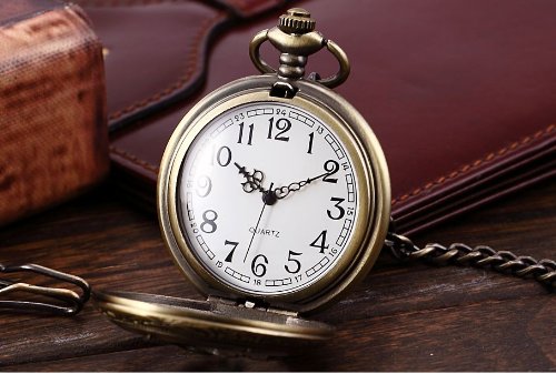 Carrie Hughes Mens Vintage Railroad Open Face Steampunk Mechanical Pocket Watch With Chain In Box Ch336 (Ch108) #TOP1